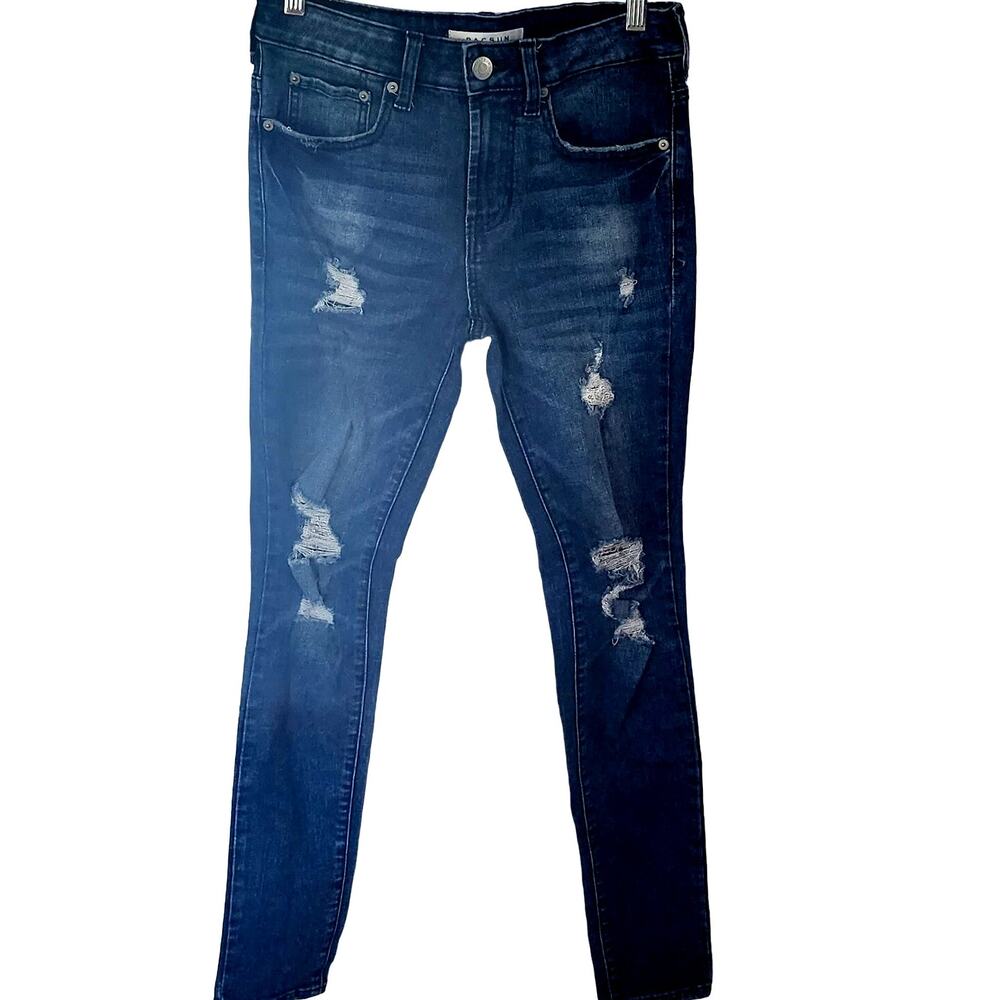 PacSun Women's Stacked Skinny Distressed Frayed High Rise Jegging Jeans 28X30